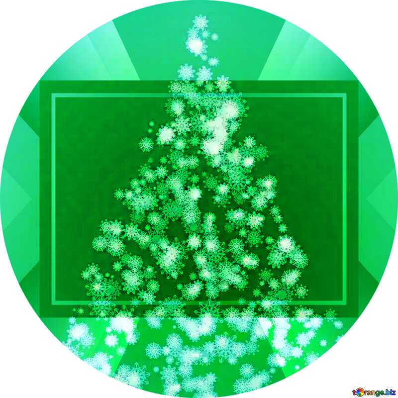 Clipart Christmas tree snowflakes circle frame №40736