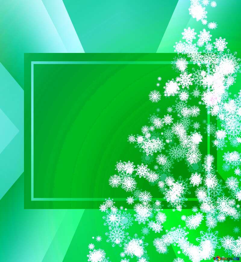 Christmas green background with snowflake and shiny snow. New Year background with space for text №40736