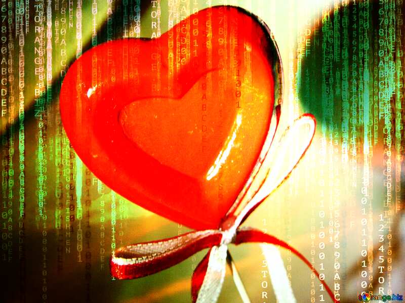 Congratulations valentines Day digital binary code technology background №3608