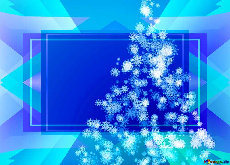Winter blue background with snowflakes. Christmas tree №40736