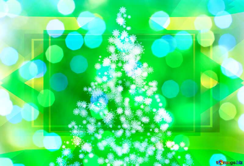 Christmas tree from snowflakes on white and colors background №40736