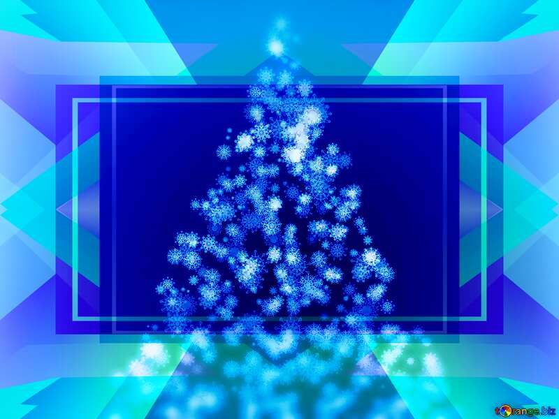 Christmas tree on blue background. Snowflakes Christmas tree as symbol of Happy New Year, Merry Christmas holiday celebration. №40736