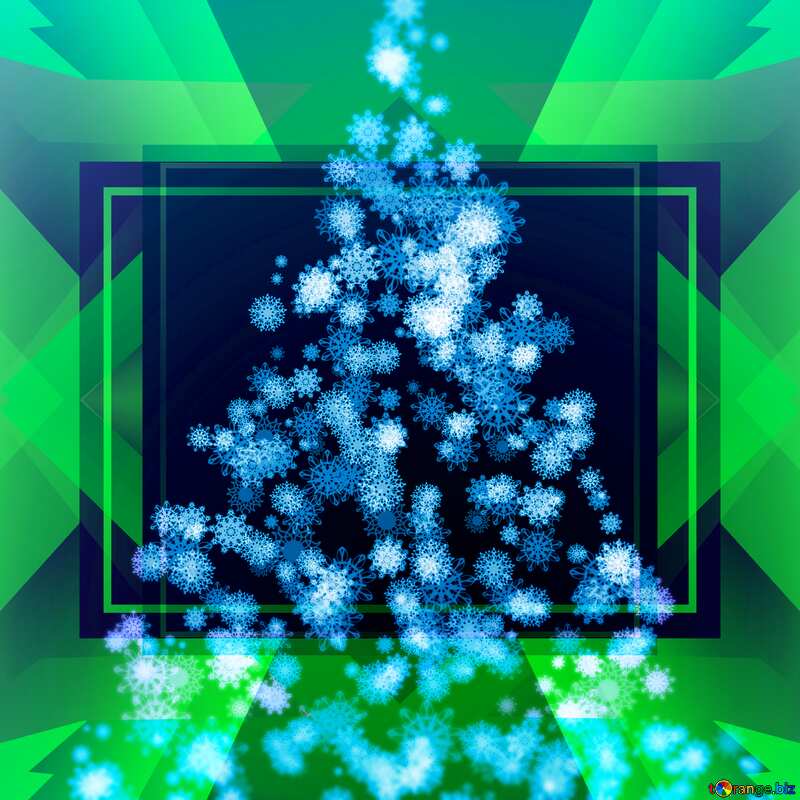 Christmas Tree made of snowflakes Winter Greeting Card. №40736