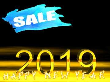 FX №195309 Winter sale 2019 3d render gold digits with reflections dark background isolated Happy New Year