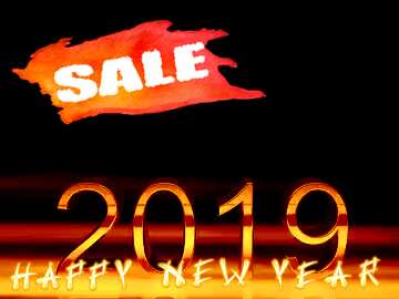 FX №195310 Winter sale 2019 3d render gold digits with reflections dark background isolated happy new year