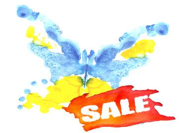 FX №195401 Watercolor paint Drawing butterfly Sale banner background Template for sales