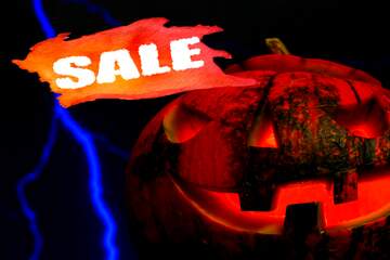 FX №195060 Pumpkin Halloween Sales Template Background Banner Design Discount