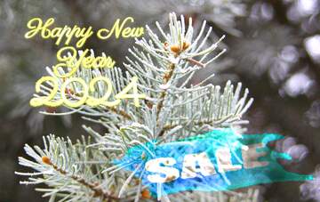 FX №195629 Frosty spruce branch Happy New Year 2022 Card Background Sale background