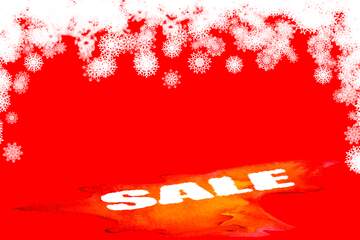FX №195229 Clipart snowflakes frame winter  sale red background shopping promotion template