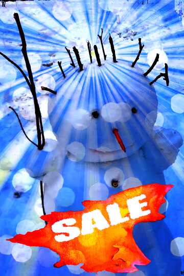 FX №195220 Snowman in winter setting,Christmas sale background.