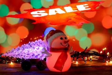 FX №195188 Red hot Background Christmas Tree Snowman winter sale banner template design