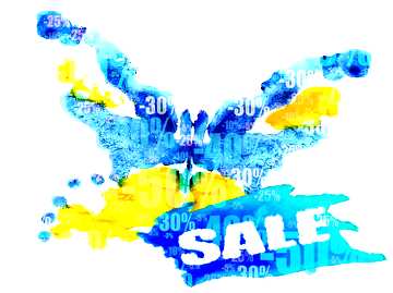 FX №195807  Watercolor blue paint Drawing butterfly Sale banner background Template for sales Store discount...