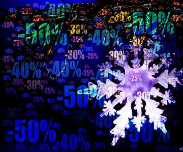FX №195990  Winter sale snowflake blue draw background shopping paint Store discount dark background.
