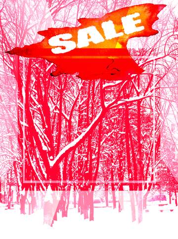 FX №195287 Trees Snow red winter sale banner template design background