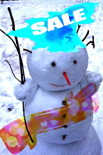 FX №195217 Snowman ribbon winter sale banner template design