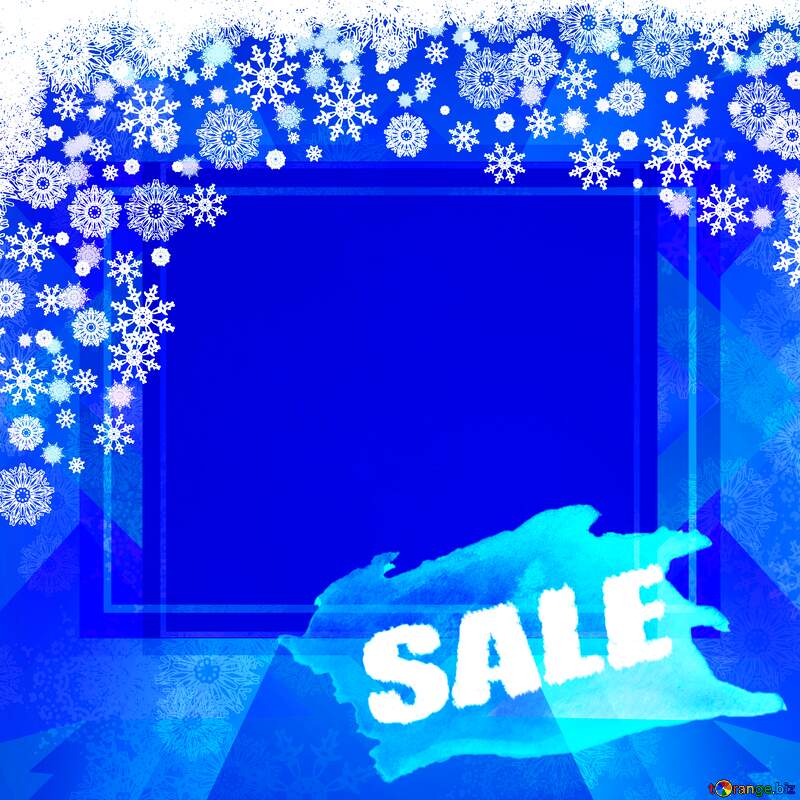 Blue Christmas snowflakes frame poster winter sale banner template design background №40658