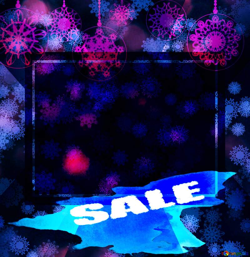 Dark Blue winter sale banner template design frame background Snowflakes №40734