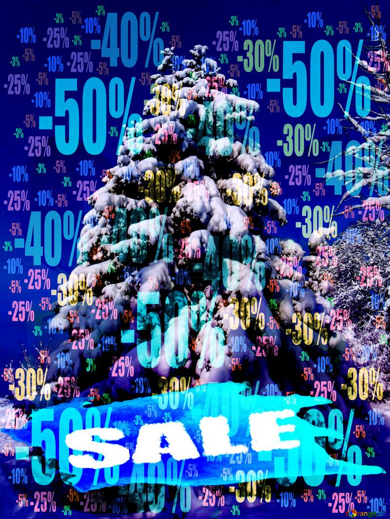  Snow tree winter sale Store discount dark background. №10551