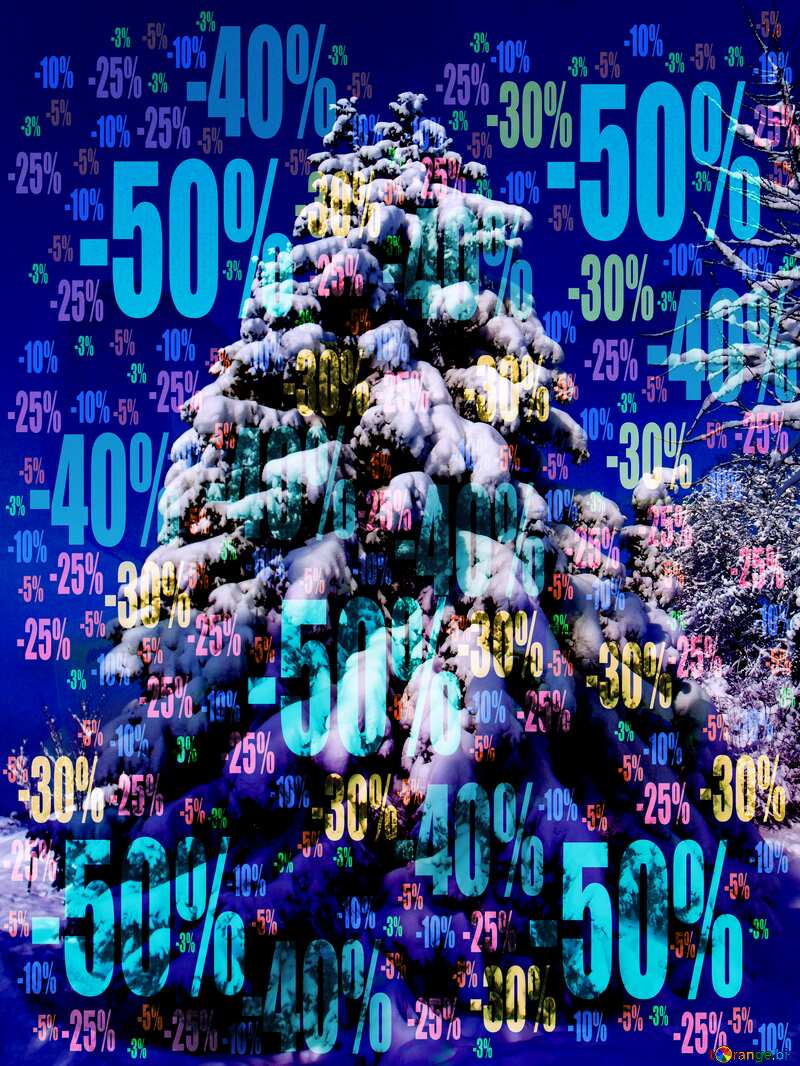  Snow tree winter sale Store discount dark background. №10551