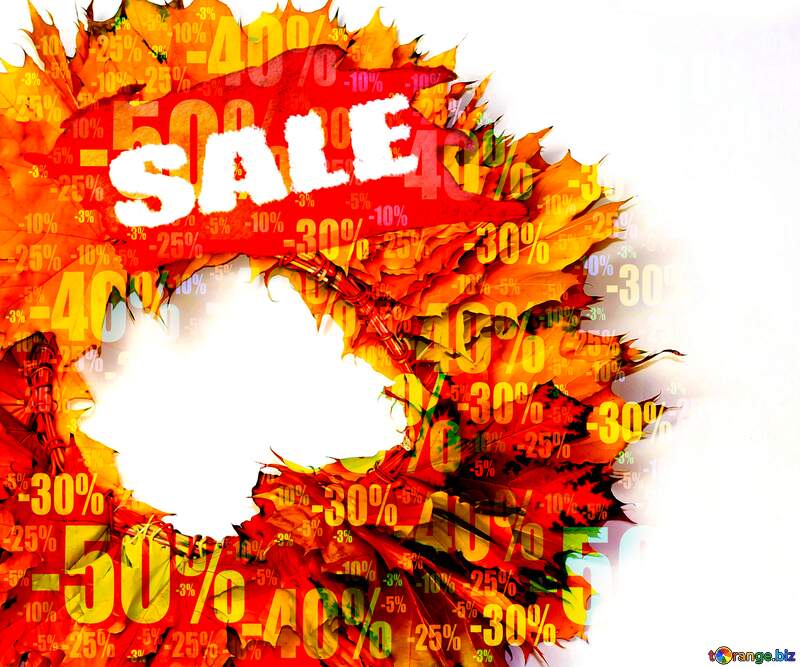  Autumn wreath sale discount banner design letter Store discount dark background. №40864