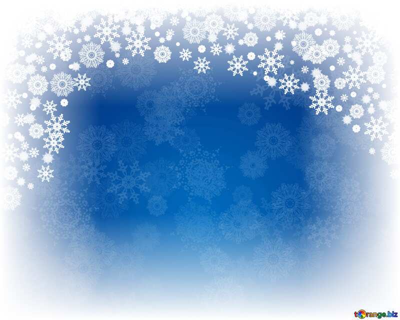 Blue Christmas white frame background around snow №40658
