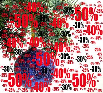 FX №196300  Sale offer discount template Fir Christmas Tree Ball Background Winter sales