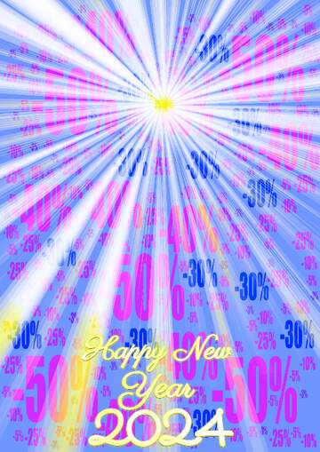 FX №196232 Winter hot sale Happy New Year 2024 Card Background Rays blue Sale offer discount template