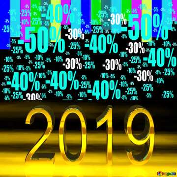 FX №196069 Sale offer discount template 2019 3d Digits Gold Lines