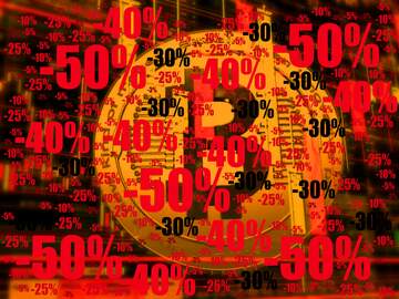 FX №196064  Bitcoin red concept background Sale offer discount template