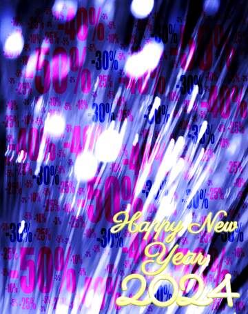 FX №196477 happy new year 2024 lights blue background Sale offer discount template