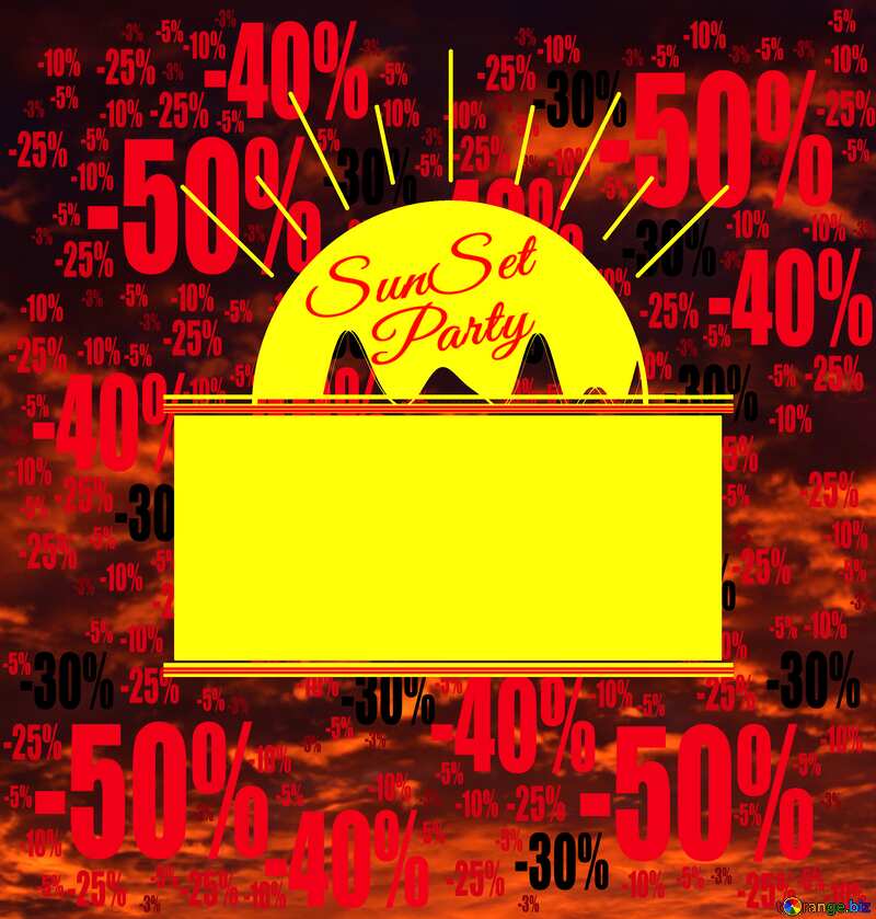 Red sunset Party card background Sale offer discount template №44622