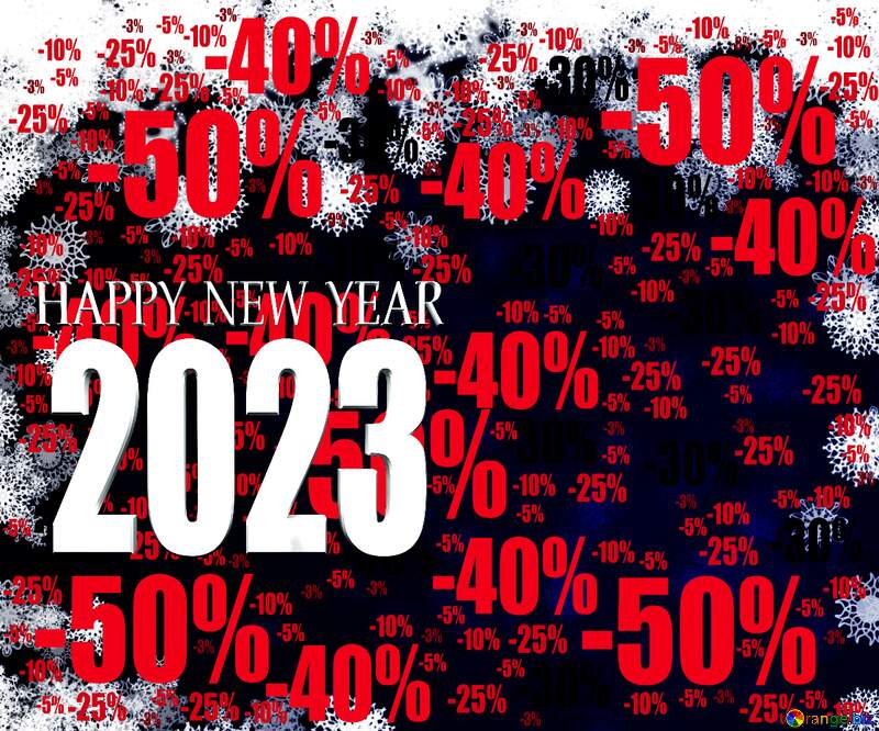 New year 2023 background card with snowflakes Sale offer discount template №40728
