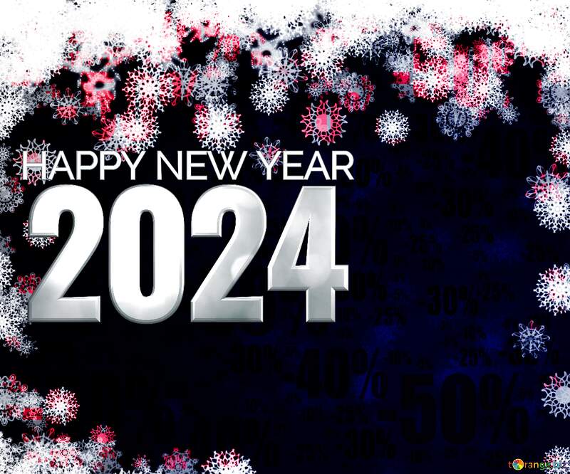 New year 2024 background card with snowflakes Sale offer discount template №40728
