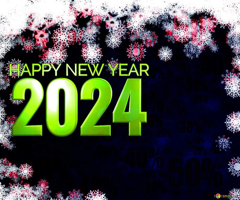 New year 2024 background with snowflakes Sale offer discount template №40728
