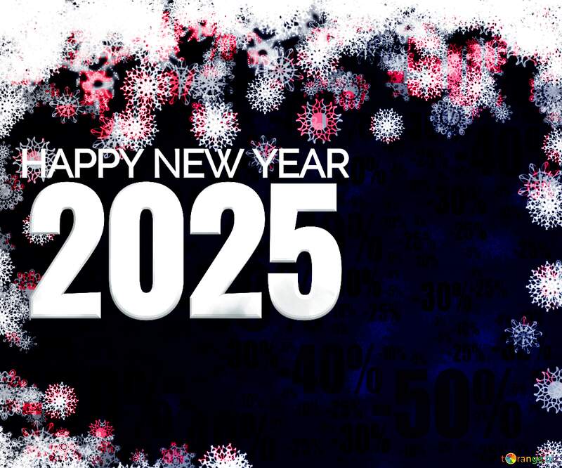 New year 2025 background card with snowflakes Sale offer discount template №40728