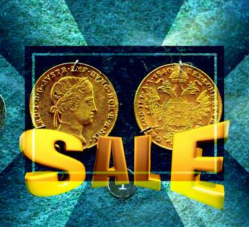 FX №197914 Gold Coins Sales promotion 3d Gold letters sale background Template