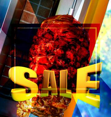 FX №197968 Meat on the street shawarma Sales promotion 3d Gold letters sale background Template