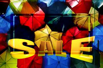 FX №198000 Umbrellas Sales promotion 3d Gold letters sale background