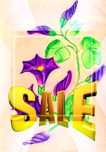 FX №197939 Painted flowers Sales promotion 3d Gold letters sale background Template
