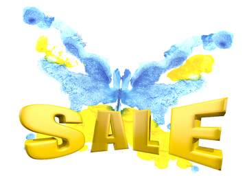 FX №197945 Drawing butterfly Sales promotion 3d Gold letters sale background Watercolor