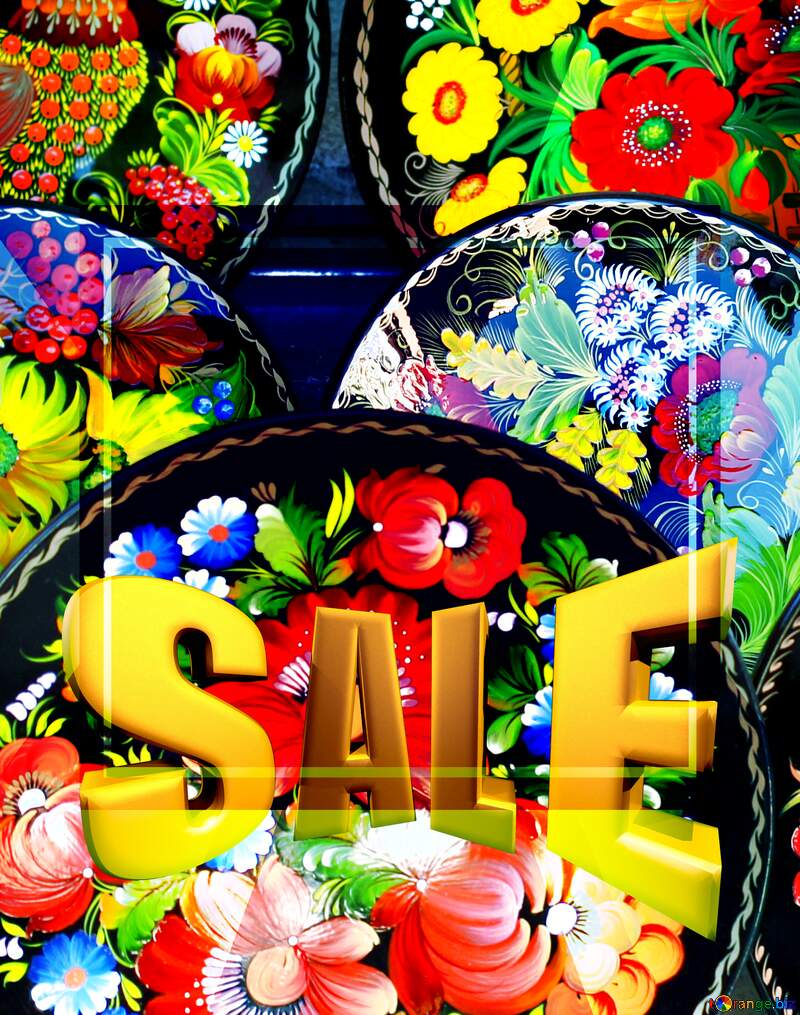  Sales promotion 3d Gold letters sale background Decorative Wood Plates Template №41510
