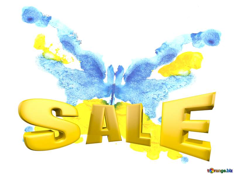 Drawing butterfly Sales promotion 3d Gold letters sale background Watercolor №42689