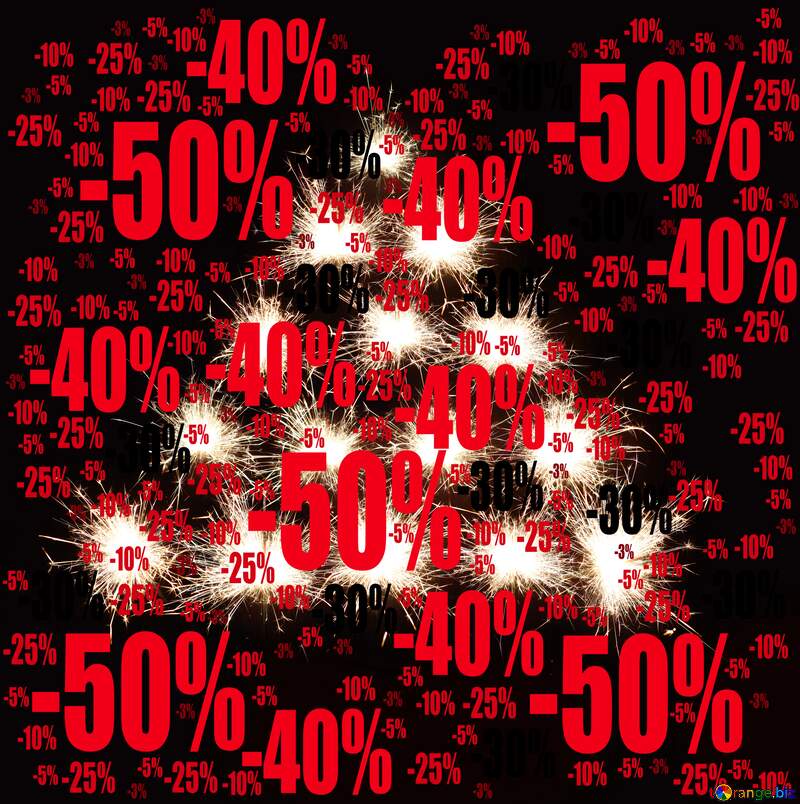 Christmas tree background of fireworks Sale offer discount template №25593