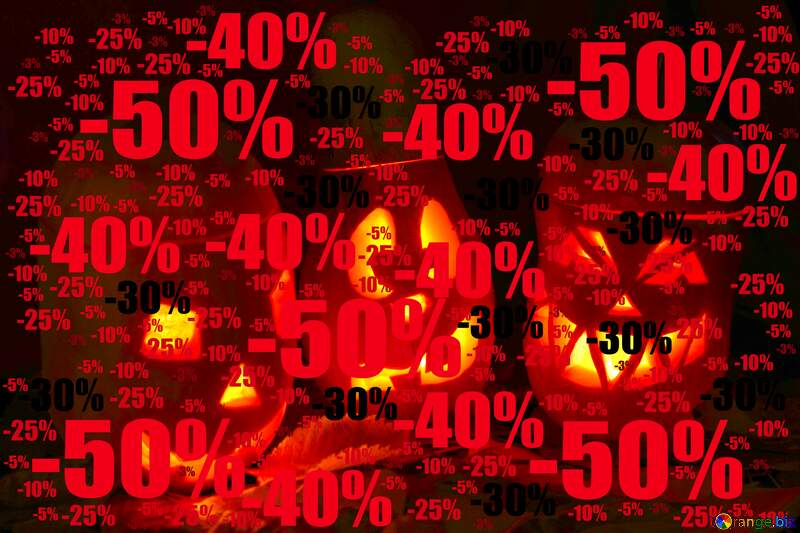  Pumpkins banner Background Halloween Sale offer discount template №24317