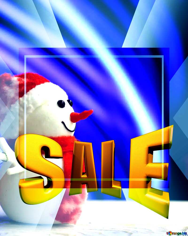  Snowman winter sales poster template Sales promotion 3d Gold letters №48081