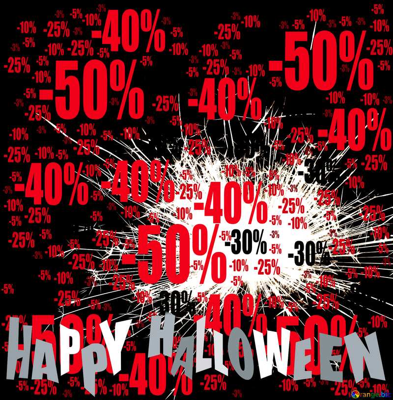  Sparks on black background happy halloween Sale offer discount template №25699