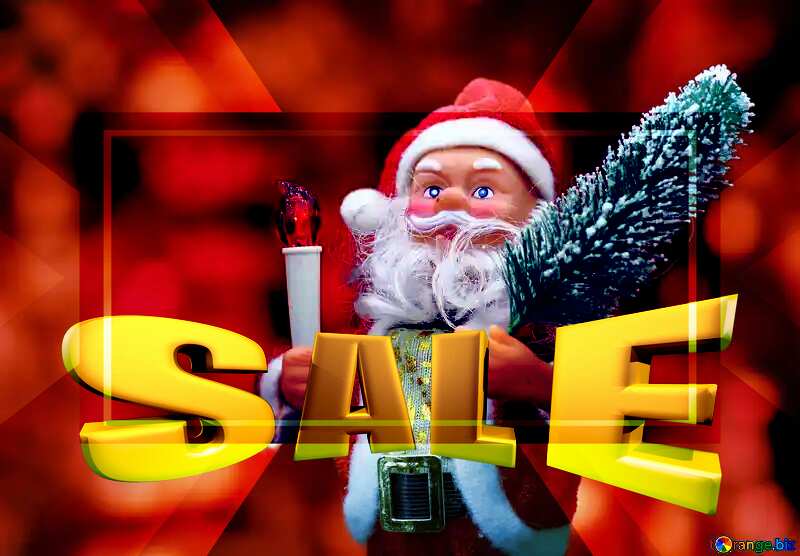  Sales promotion 3d Gold letters sale background Santa Claus Christmas Template №48166