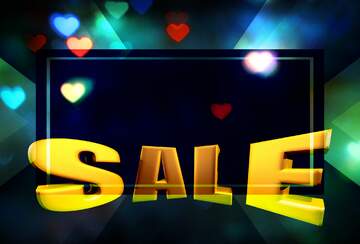 FX №198236 The lights in the shape of hearts Sales promotion 3d Gold letters sale background