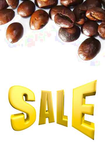 FX №198426 Frame of coffee beans on white background Sales promotion 3d Gold letters sale background