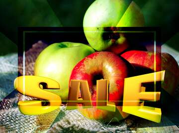 FX №198392  Sales promotion 3d Gold letters sale background Apples Template